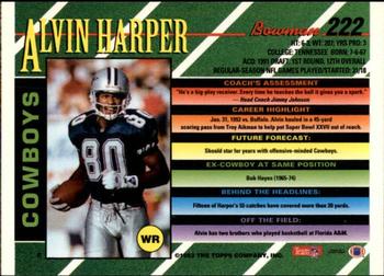 1993 Bowman #222 Alvin Harper Back