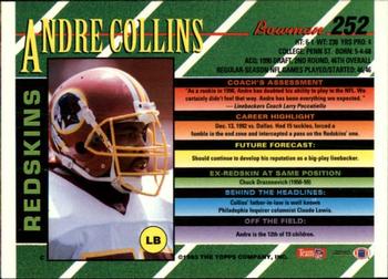 1993 Bowman #252 Andre Collins Back