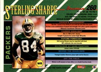 1993 Bowman #260 Sterling Sharpe Back