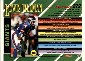 1993 Bowman #272 Lewis Tillman Back
