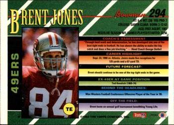 1993 Bowman #294 Brent Jones Back