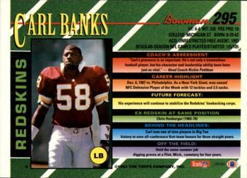 1993 Bowman #295 Carl Banks Back