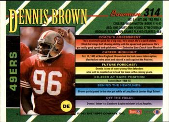 1993 Bowman #314 Dennis Brown Back
