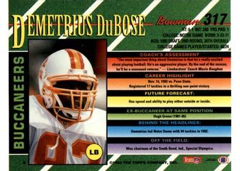 1993 Bowman #317 Demetrius DuBose Back