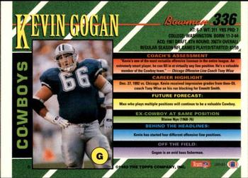 1993 Bowman #336 Kevin Gogan Back