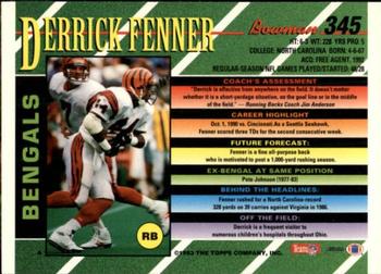1993 Bowman #345 Derrick Fenner Back