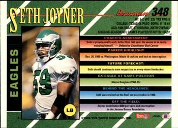 1993 Bowman #348 Seth Joyner Back