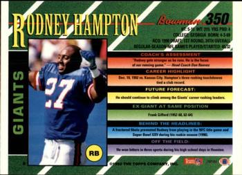 1993 Bowman #350 Rodney Hampton Back