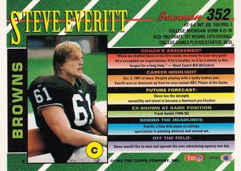1993 Bowman #352 Steve Everitt Back