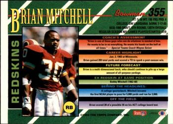 1993 Bowman #355 Brian Mitchell Back
