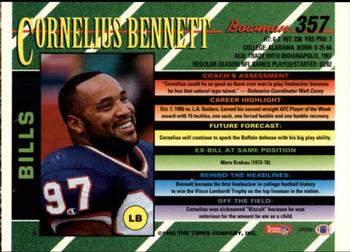 1993 Bowman #357 Cornelius Bennett Back