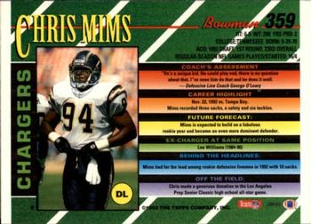1993 Bowman #359 Chris Mims Back