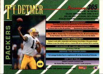 1993 Bowman #365 Ty Detmer Back