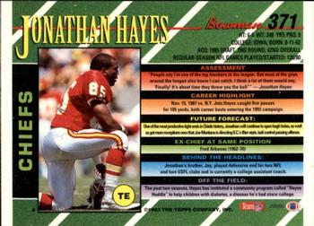 1993 Bowman #371 Jonathan Hayes Back