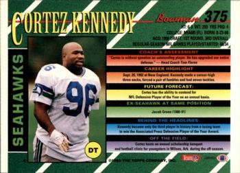1993 Bowman #375 Cortez Kennedy Back