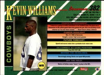 1993 Bowman #382 Kevin Williams Back