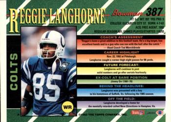 1993 Bowman #387 Reggie Langhorne Back
