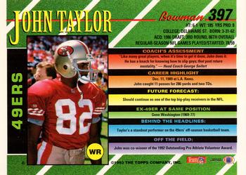 1993 Bowman #397 John Taylor Back