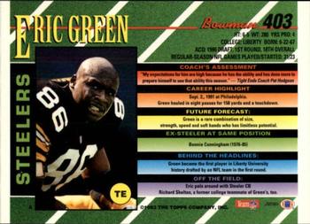 1993 Bowman #403 Eric Green Back