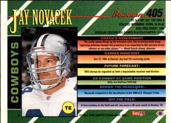 1993 Bowman #405 Jay Novacek Back