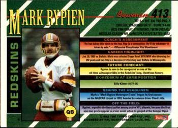 1993 Bowman #413 Mark Rypien Back