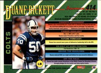 1993 Bowman #414 Duane Bickett Back