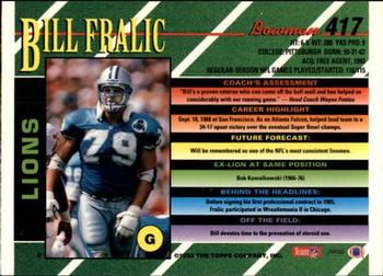 1993 Bowman #417 Bill Fralic Back