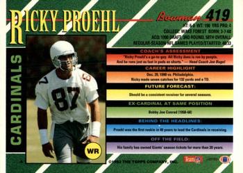 1993 Bowman #419 Ricky Proehl Back