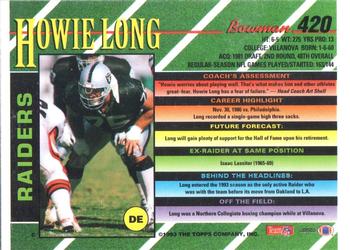 1993 Bowman #420 Howie Long Back