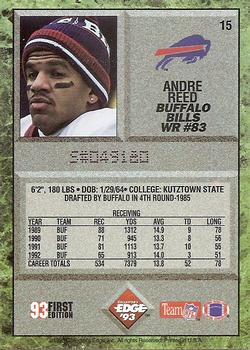 1993 Collector's Edge #15 Andre Reed Back