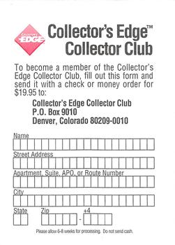 1993 Collector's Edge #NNO Collector's Edge Collectors Club Back