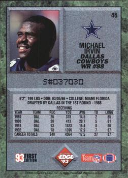 1993 Collector's Edge #46 Michael Irvin Back