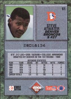 1993 Collector's Edge #61 Steve Atwater Back