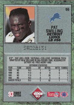1993 Collector's Edge #66 Pat Swilling Back