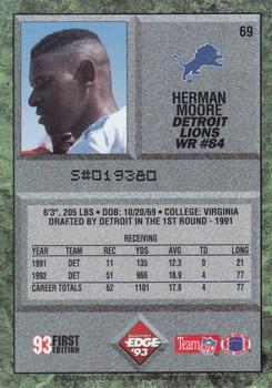 1993 Collector's Edge #69 Herman Moore Back