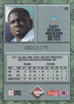 1993 Collector's Edge #83 Gary Brown Back
