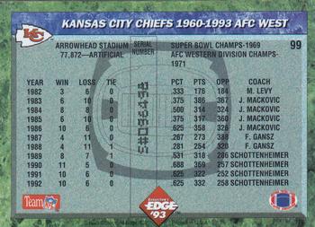 1993 Collector's Edge #99 Kansas City Chiefs Back