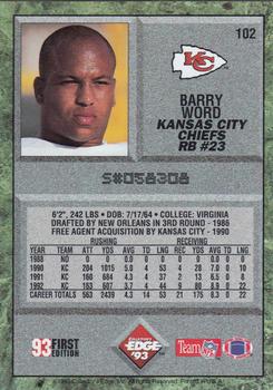 1993 Collector's Edge #102 Barry Word Back
