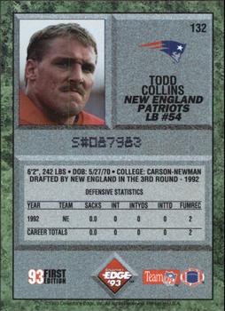1993 Collector's Edge #132 Todd Collins Back