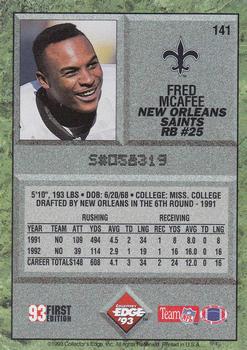 1993 Collector's Edge #141 Fred McAfee Back