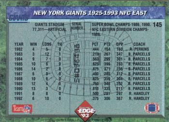 1993 Collector's Edge #145 New York Giants Back