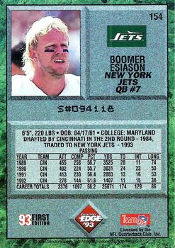 1993 Collector's Edge #154 Boomer Esiason Back
