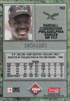 1993 Collector's Edge #163 Randall Cunningham Back