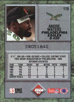 1993 Collector's Edge #170 Andre Waters Back
