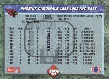 1993 Collector's Edge #171 Phoenix Cardinals Back