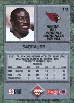 1993 Collector's Edge #173 Randal Hill Back
