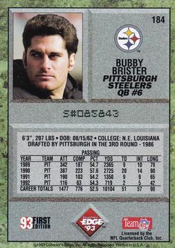 1993 Collector's Edge #184 Bubby Brister Back