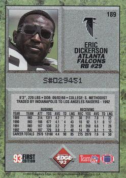 1993 Collector's Edge #189 Eric Dickerson Back