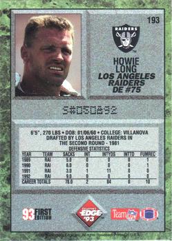 1993 Collector's Edge #193 Howie Long Back