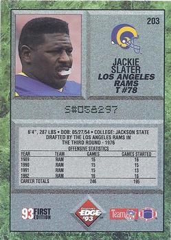 1993 Collector's Edge #203 Jackie Slater Back